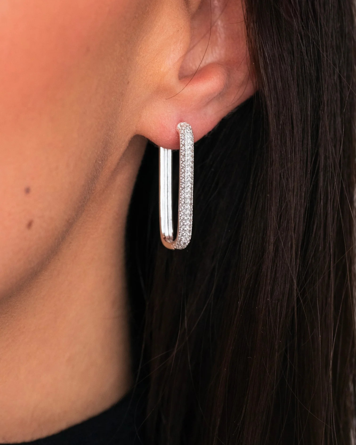 Diamond Edge Hoops Silver - Who Is She