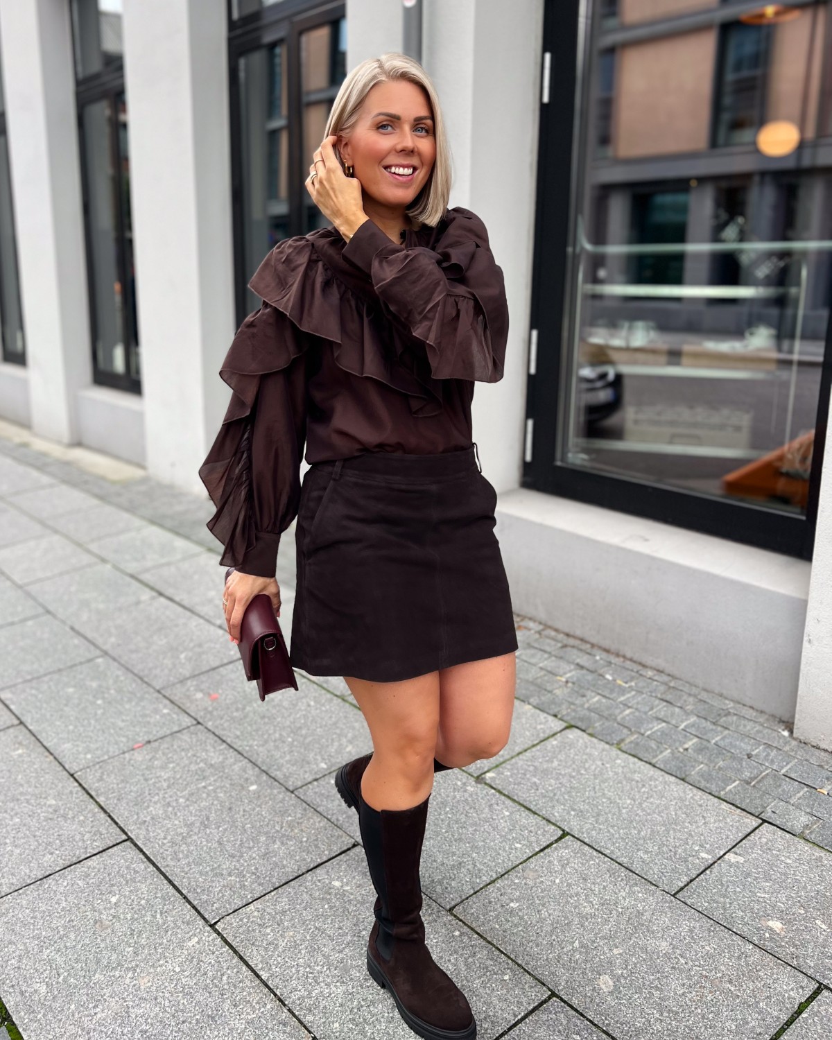 Noormie Suede Mini Skirt Chocolate Plum - Second Female