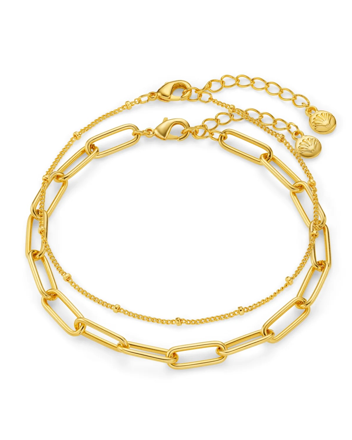 Chain Link & Satellite 2-Row Bracelet - Orelia