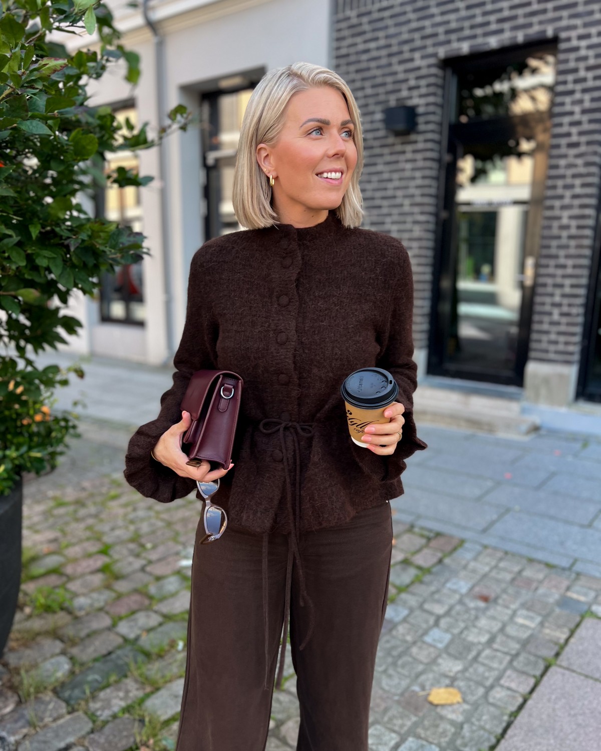 Yasthellis Knit Cardigan Hot Fudge - Yas