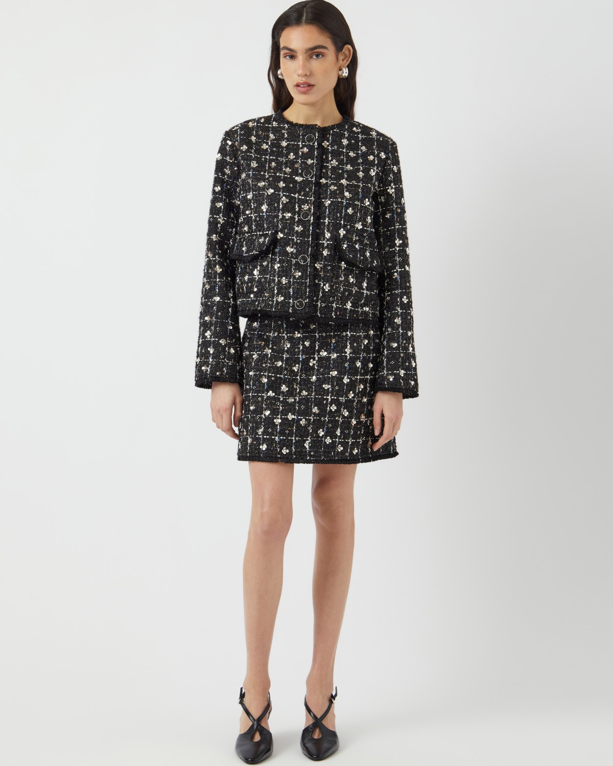 Yasvalenda Tweed Jacket Black - YAS