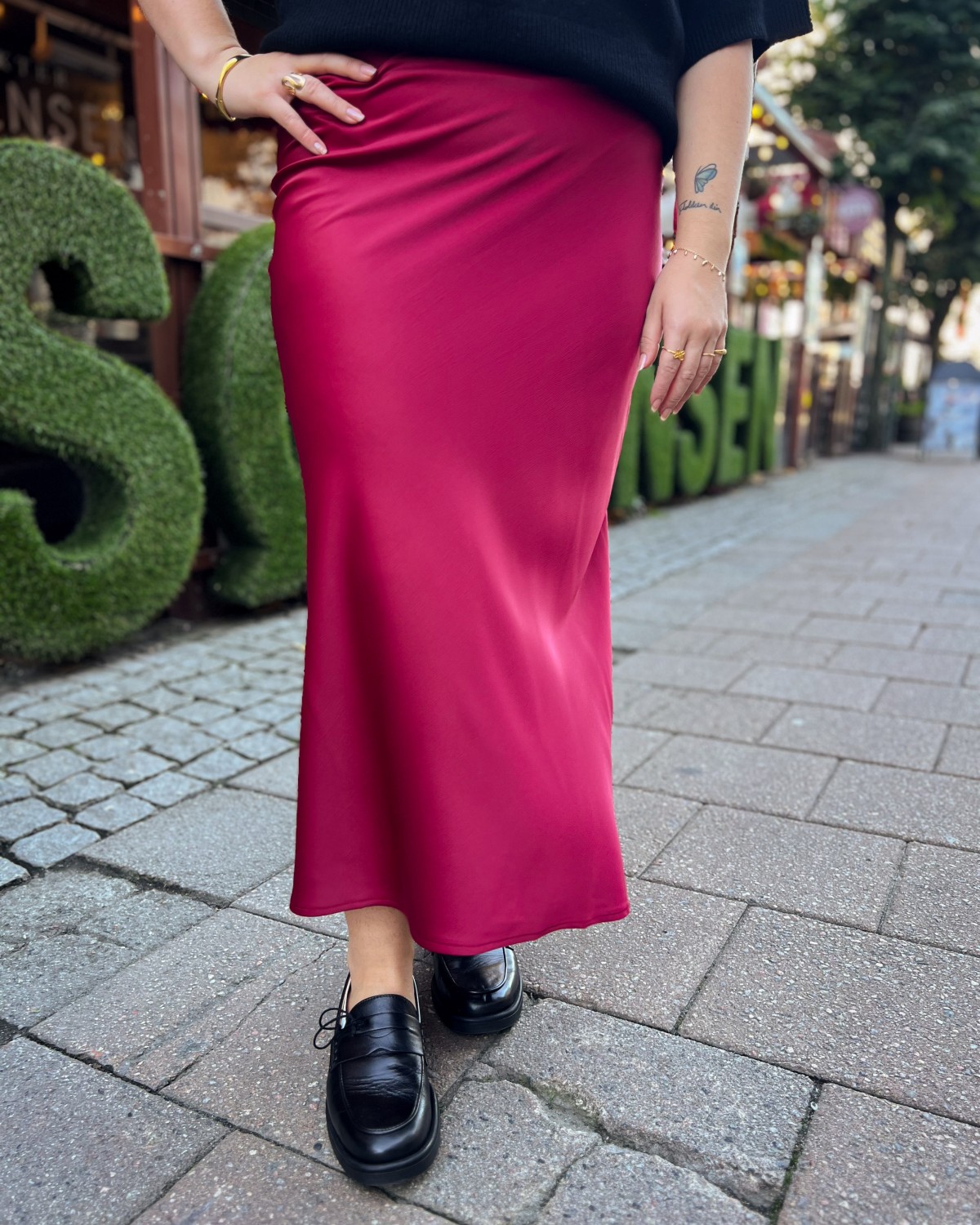 Yaspella Midi Skirt Tibetan Red - YAS