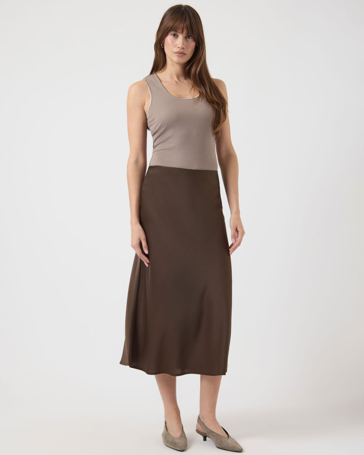 Yaspella Midi Skirt Chocolate Brown - YAS