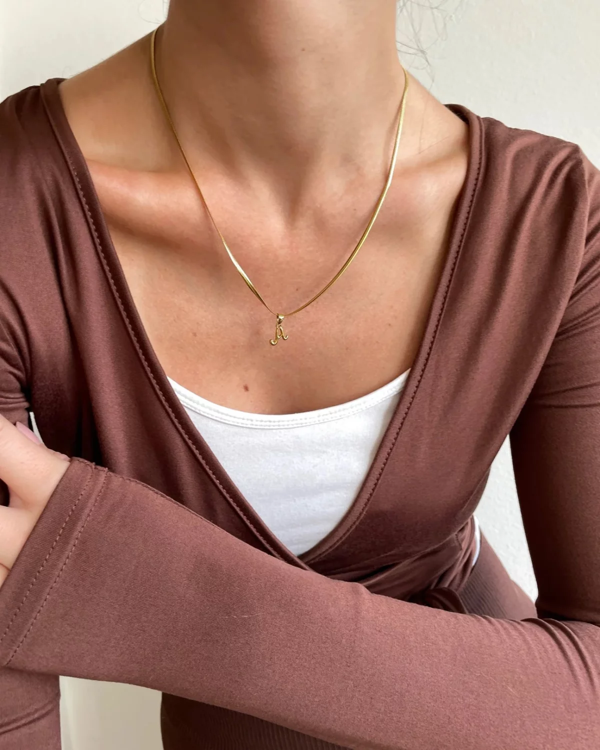 Bone Letter Necklace Gold - Who Is She