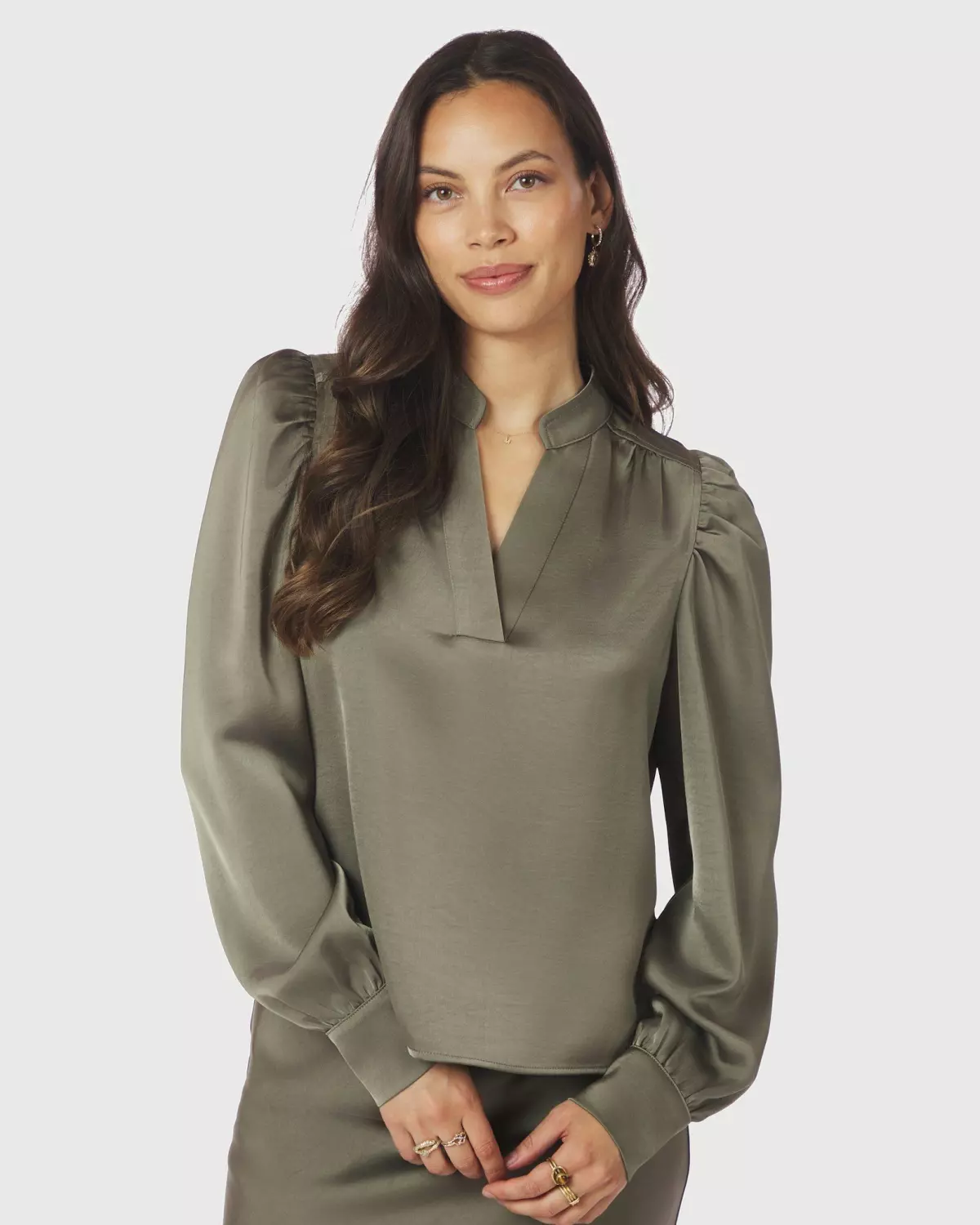 Rosslyn Sateen Blouse Corld Army - Neo Noir