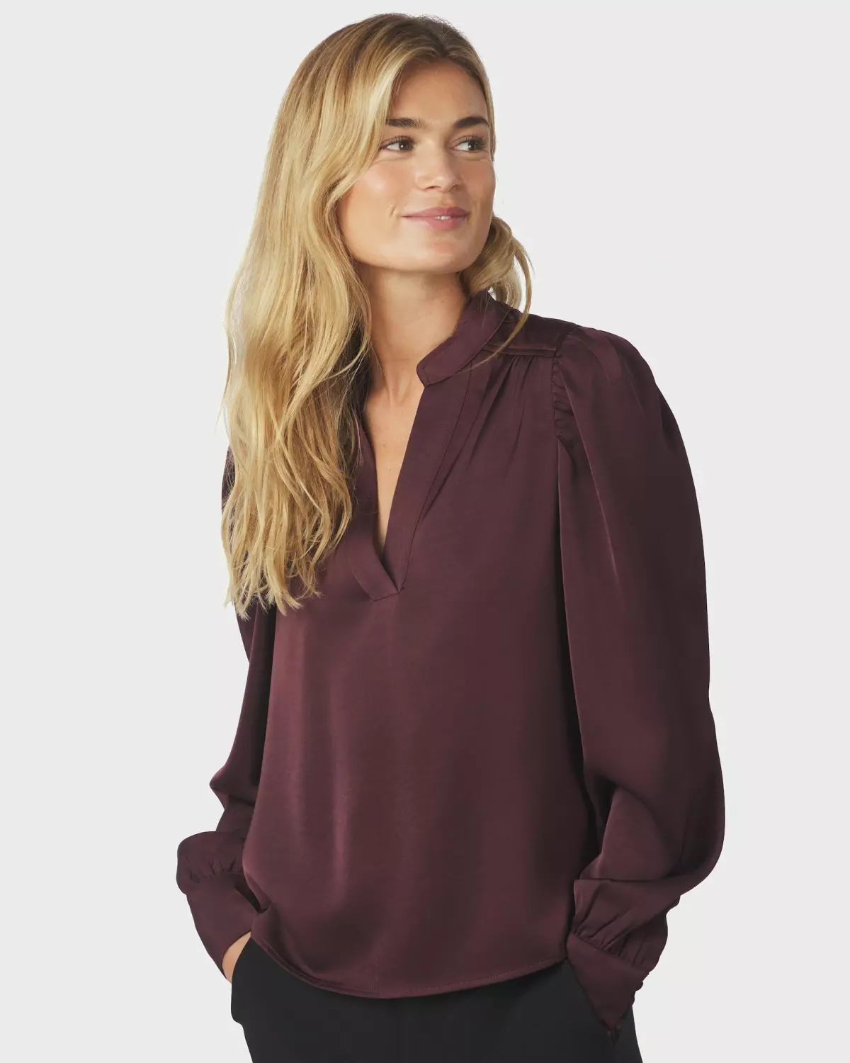 Rosslyn Sateen Blouse Burgundy - Neo Noir