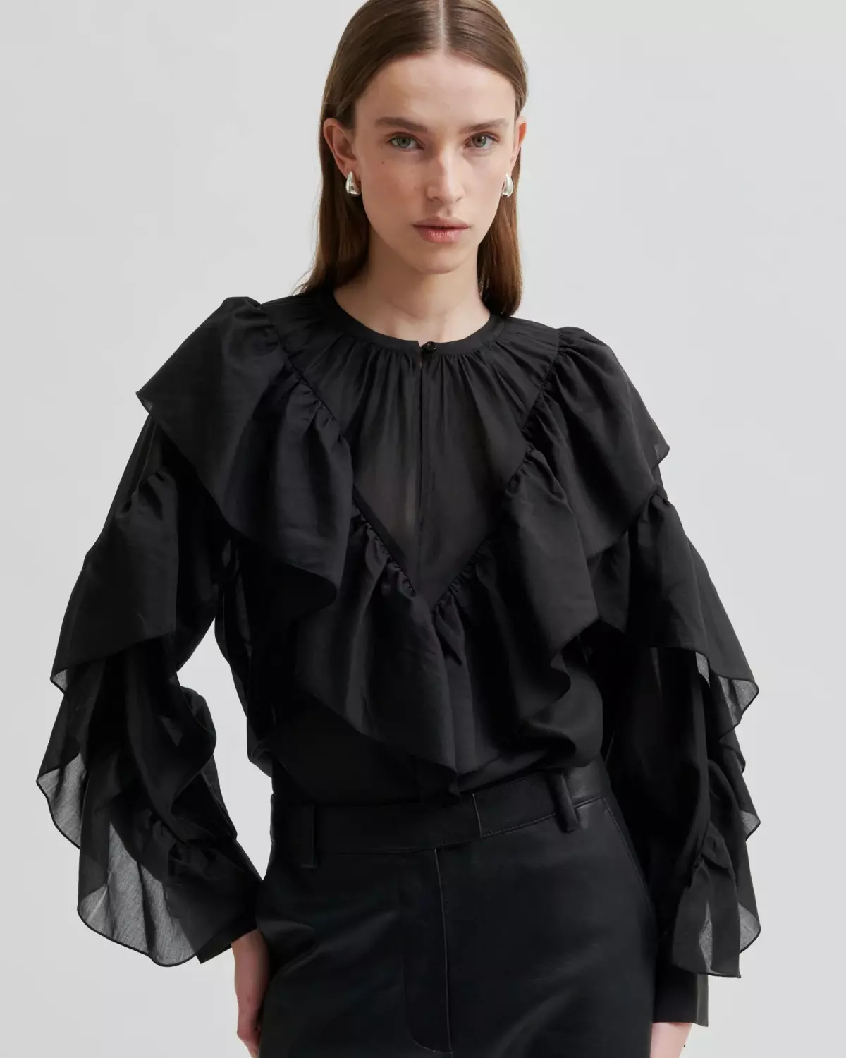 Fria Frill Blouse Black - Second Female