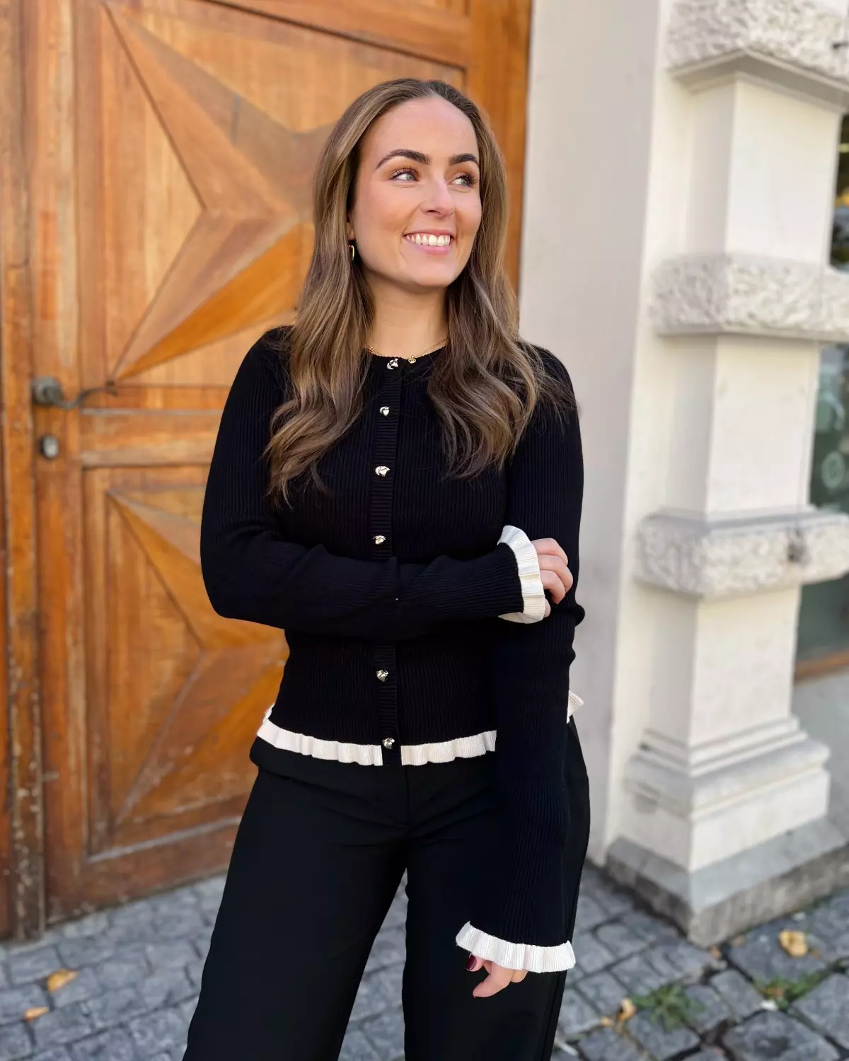 Yasfloma LS Knit Pullover Black/W Birch - Yas