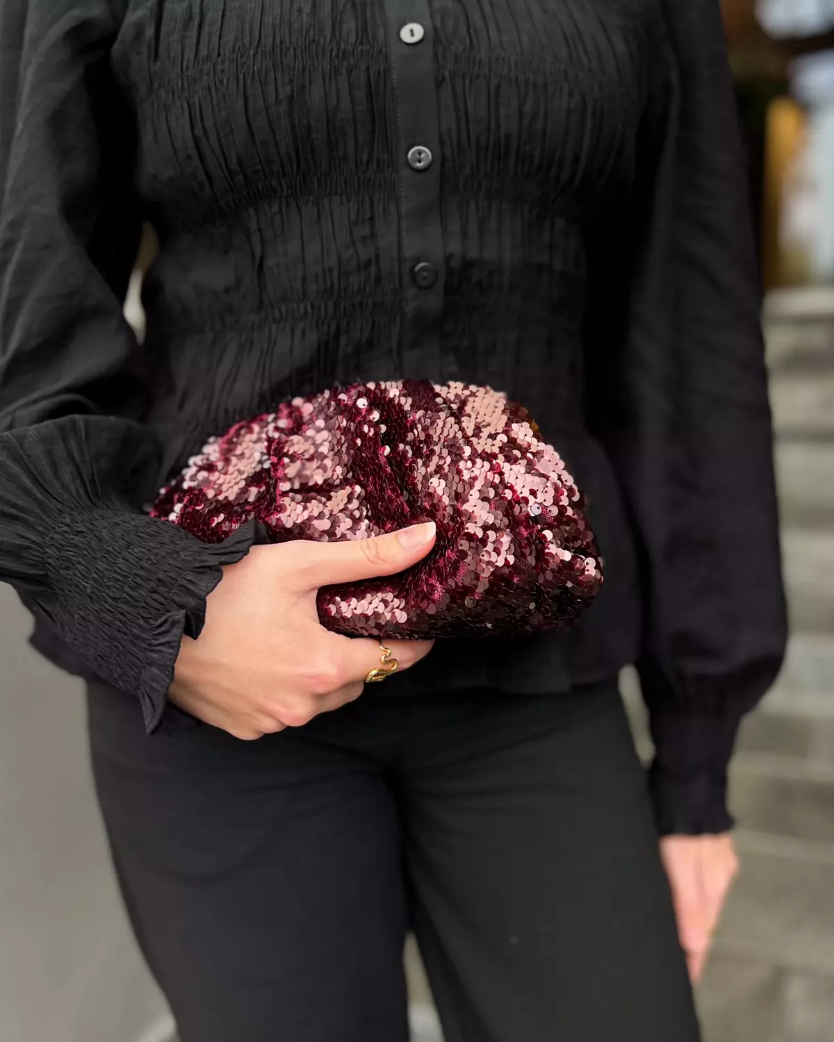 Sequin Clutch Bag Burgundy - Sui Ava