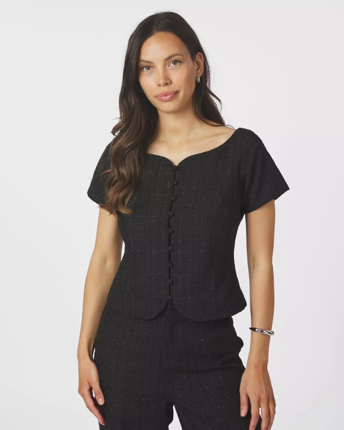 Tango Boucle Top Black - Neo Noir