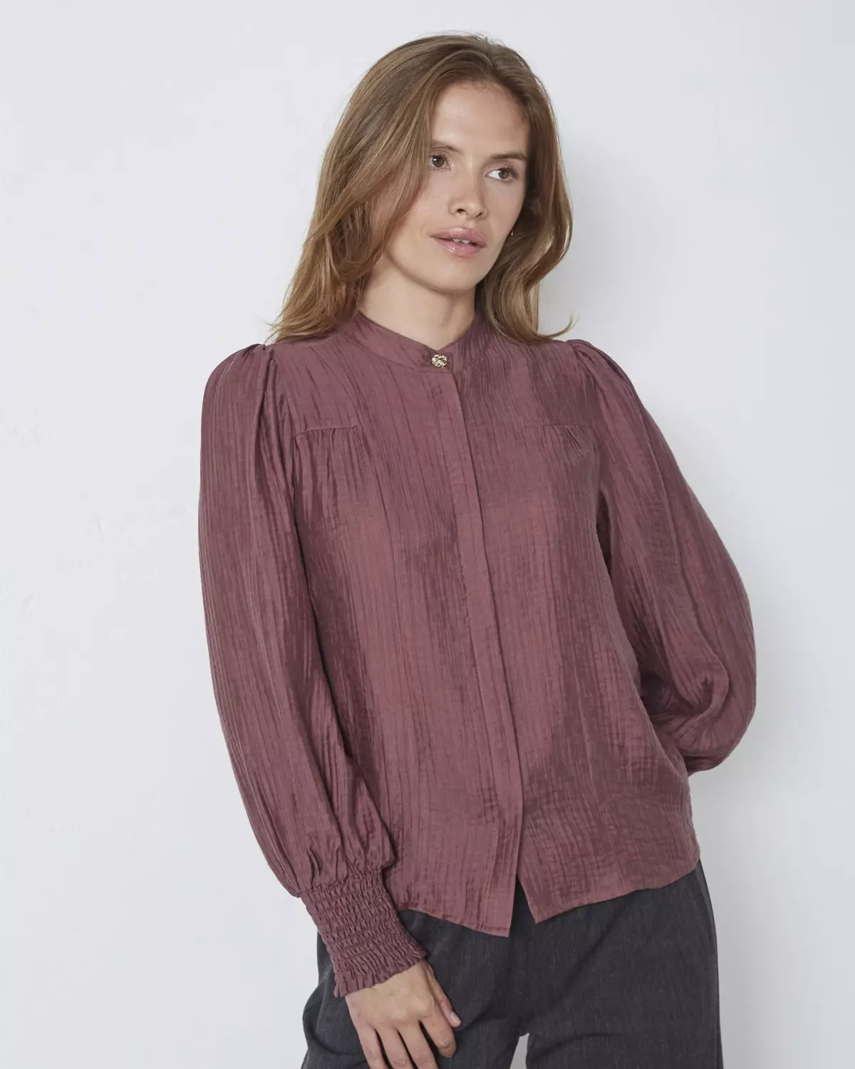 Tassy Shirt Plum - Co'Couture