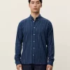 Desert Reg Stripe Shirt Dark Navy - Les Deux