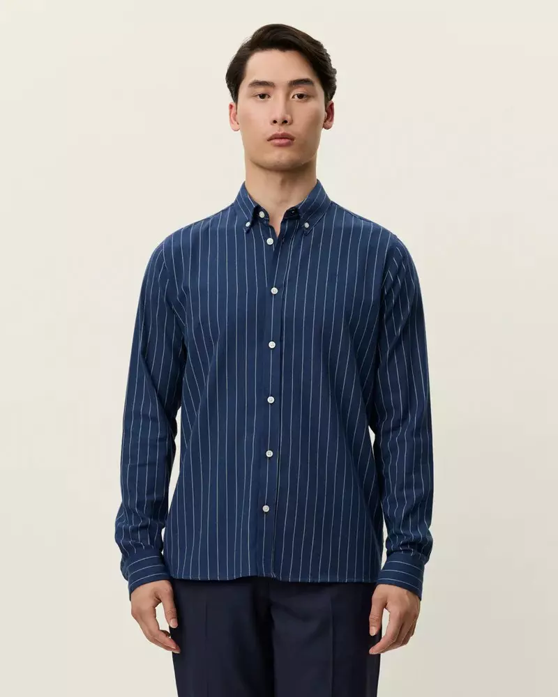 Desert Reg Stripe Shirt Dark Navy - Les Deux