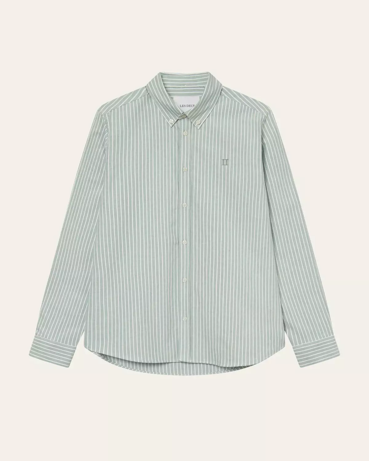 Konrad Striped Oxford Shirt Juniper Green - Les Deux