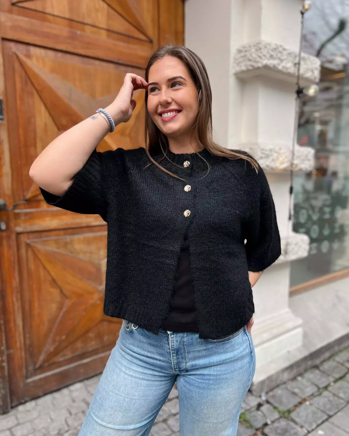 Benuta Fluffy Knit Cardigan Black - Neo Noir