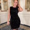Fanya Velvet Sequins Dress - Neo Noir