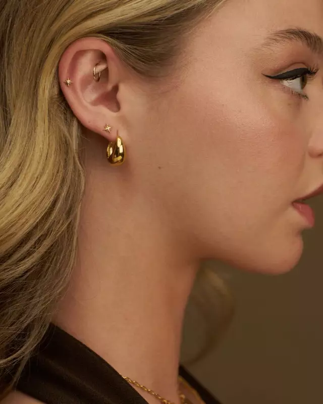 Polished Dome Taper Hoop Gold - Orelia