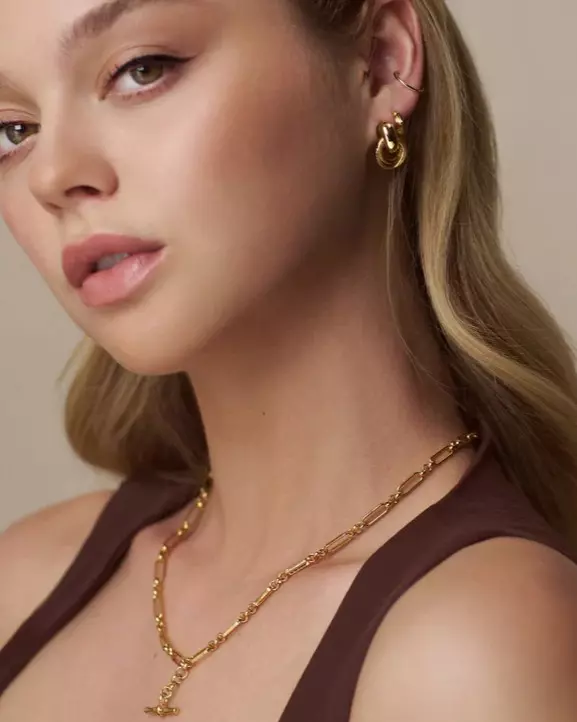 Mini Textured Interlocking Earrings Gold - Orelia