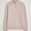 Eduard Half-Zip Knit Jumper Light Sand - Les Deux