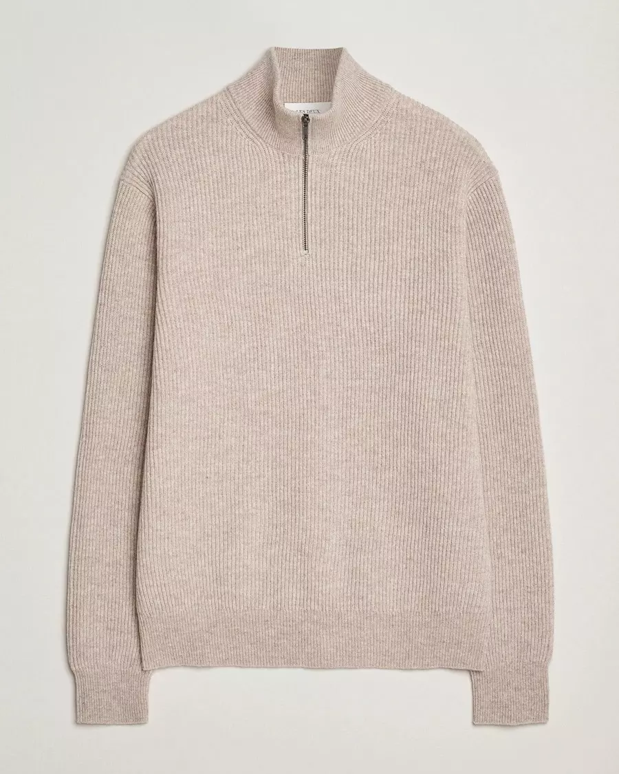 Eduard Half-Zip Knit Jumper Light Sand - Les Deux