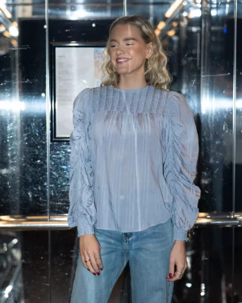 Kesi Drape Blouse Pale Blue - Co'couture