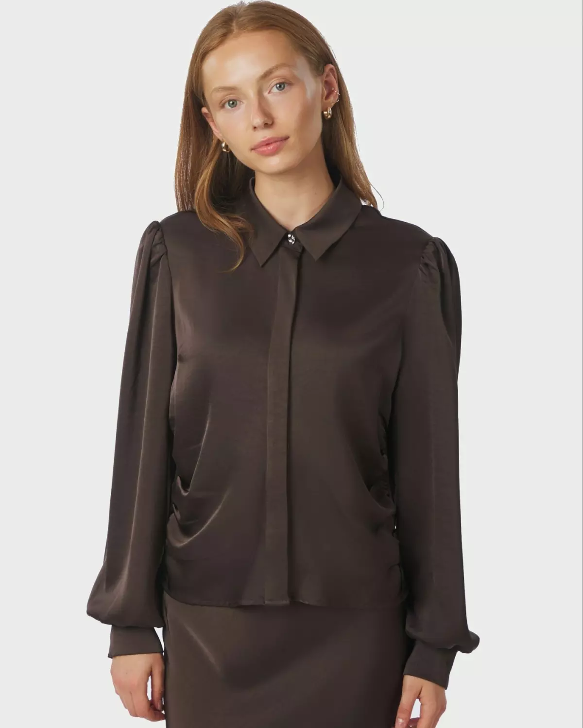 Fransala Heavy Sateen Shirt Dark Brown - Neo Noir