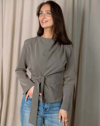 Tenga Pleat Blouse Walnut - Co’Couture