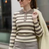 Bonny Stripe LS Polo Pale Yellow- Co'couture