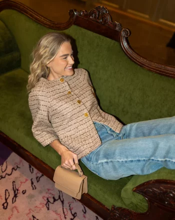 Rosella Boucle Mini Jacket Taupe - Neo Noir