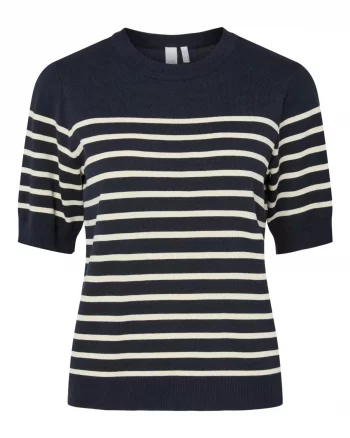 Yaslena SS Knit Pullover Navy Blazer/Birch - Yas