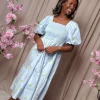 Cheri Fruit Dress Light Blue - A-View