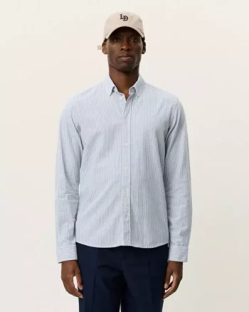 Konrad Stripe Cotton Linen Shirt Allure Blue - Les Deux