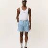 Stan Stripe Seersucker Swim Shorts Allure Blue - Les Deux