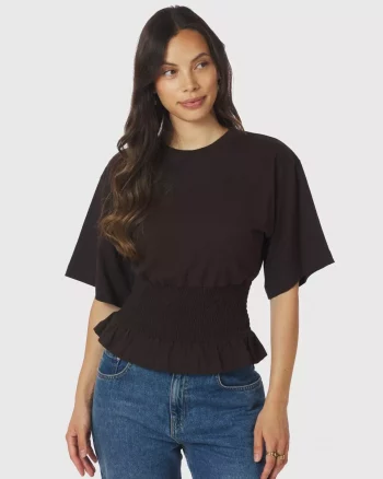 Dray Boxy Smock Tee Dark Brown - Neo Noir