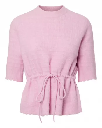 Yasthellis SS Knit Pullover Pink Lady - Yas