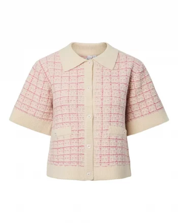 Yaslivia SS Knit Cardigan Birch/Rose Viole - YAS