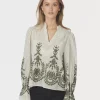 Amara Stripe Emb Blouse Dusty Green - Neo Noir