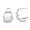Statement Taper Metal Hoop Earrings Silver - Orelia