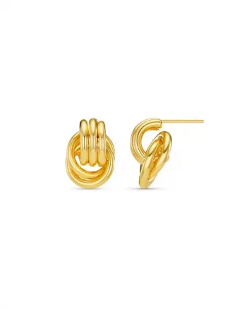 Mini Interlocking Stud Earrings Gold - Orelia