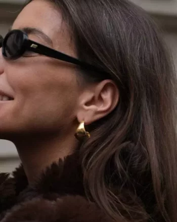 Statement Taper Metal Hoop Earrings Gold - Orelia