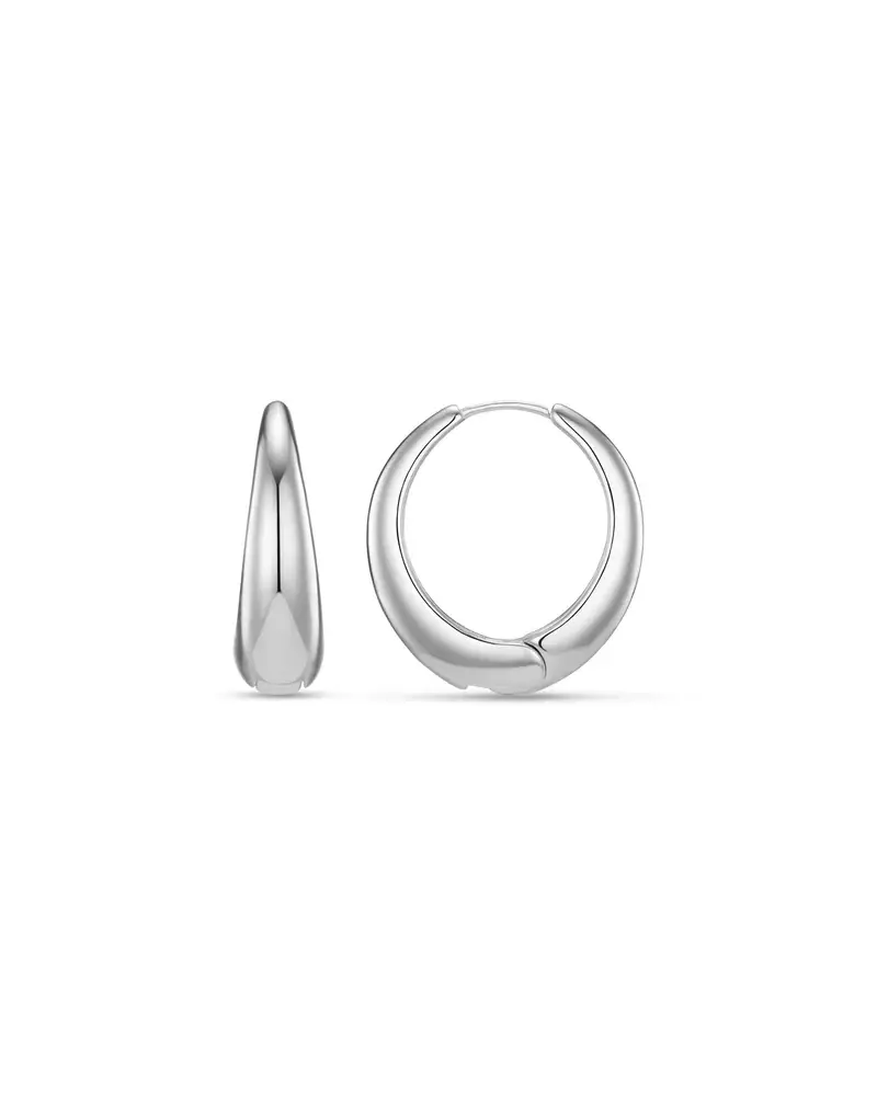 Tapered Hoop Earring Silver - Orelia