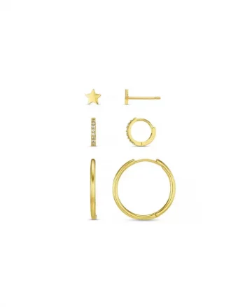 Star & Mixed Hoop Stacking Set Gold - Orelia