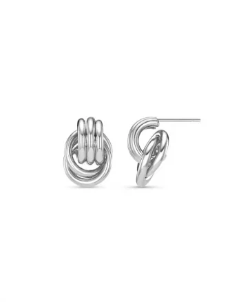 Mini Interlock Stud Earrings Silver - Orelia