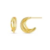 Mixed Pave Triple Illusion Hoop Earrings Gold - Orelia