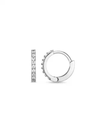 Mini Pave Huggie Hoop Earrings Silver - Orelia
