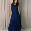Yastove Long Denim Dress Medium Blue Denim - Yas