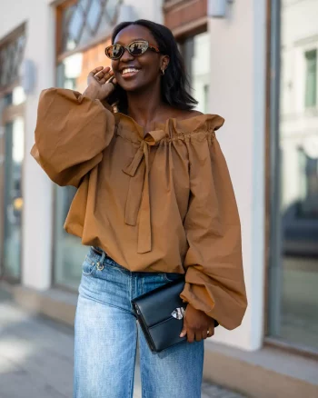 Sara Bow Shirt Coffee - From Paris With Love