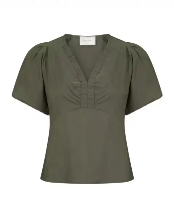 Etta Poplin Shirt Army - Neo Noir