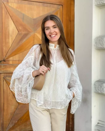Sybell Lace Blouse Soft Beige - Second Female