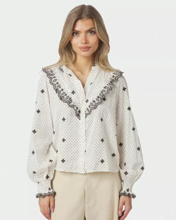 Degas Dot Blouse Off White - Neo Noir